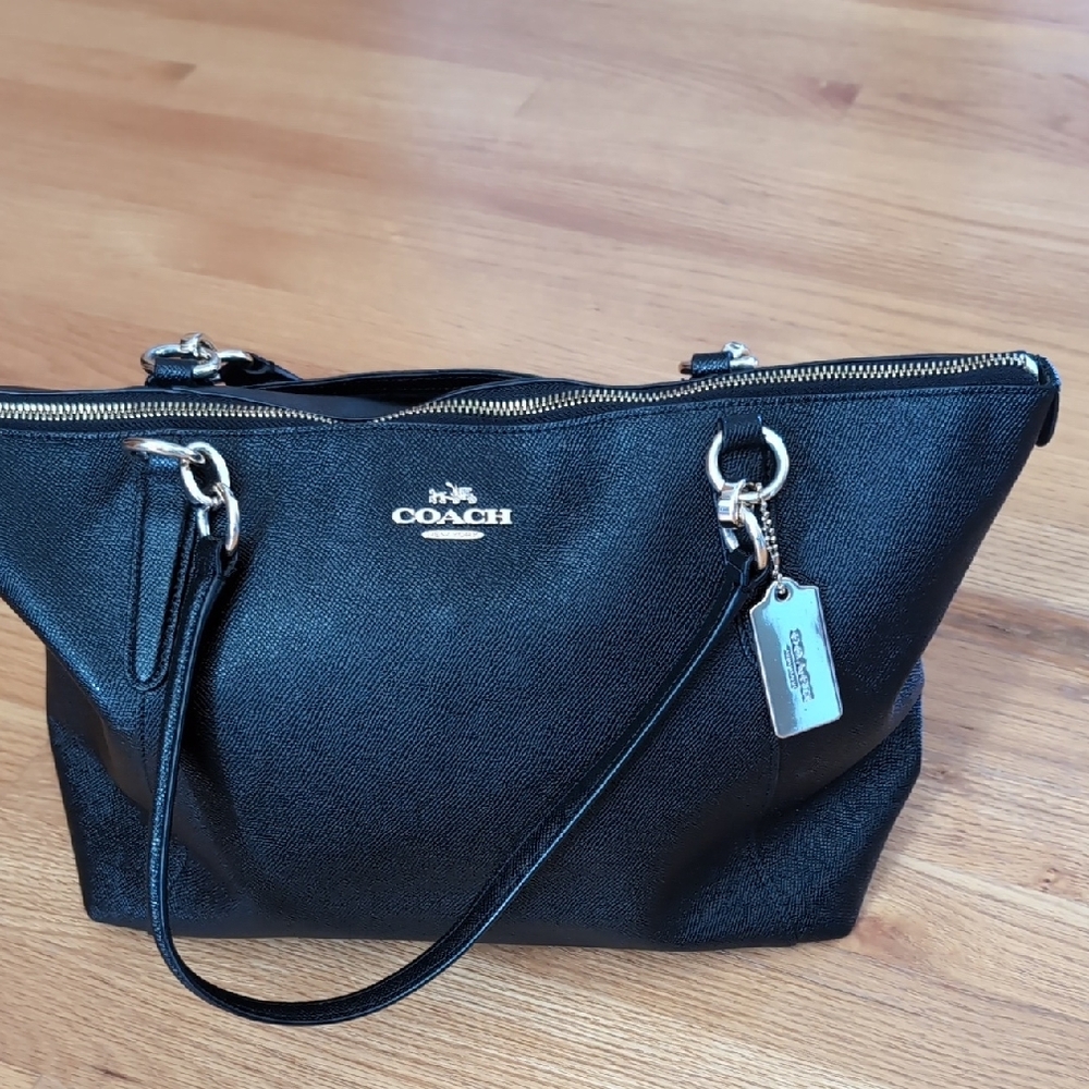 Coach Black Leather Tote Bag